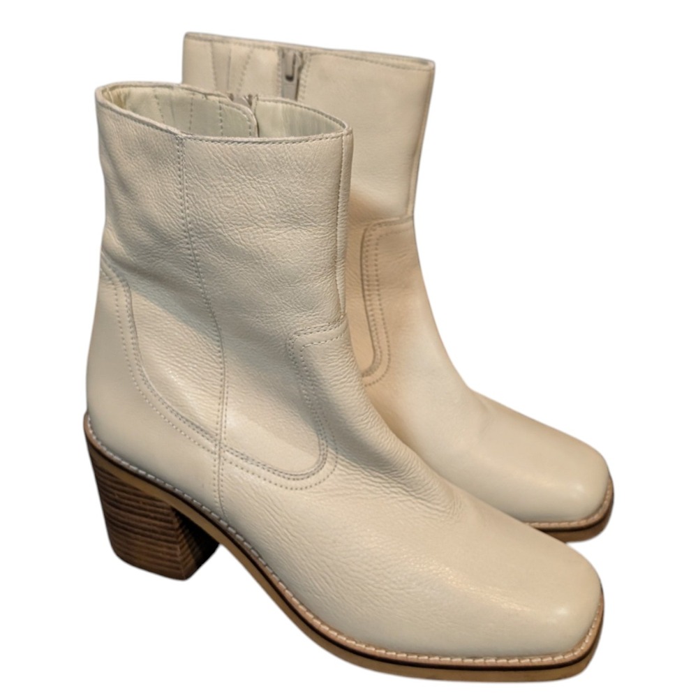 Seychelles Cream Leather Ankle Boots